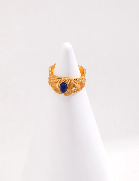 Blue Lapis Lazuli Wave Ring